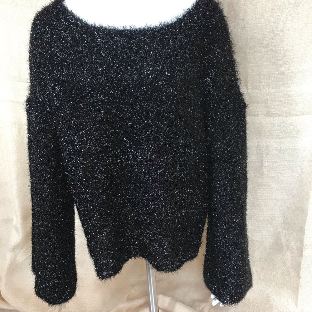 Casting long sleeve metallic sweater